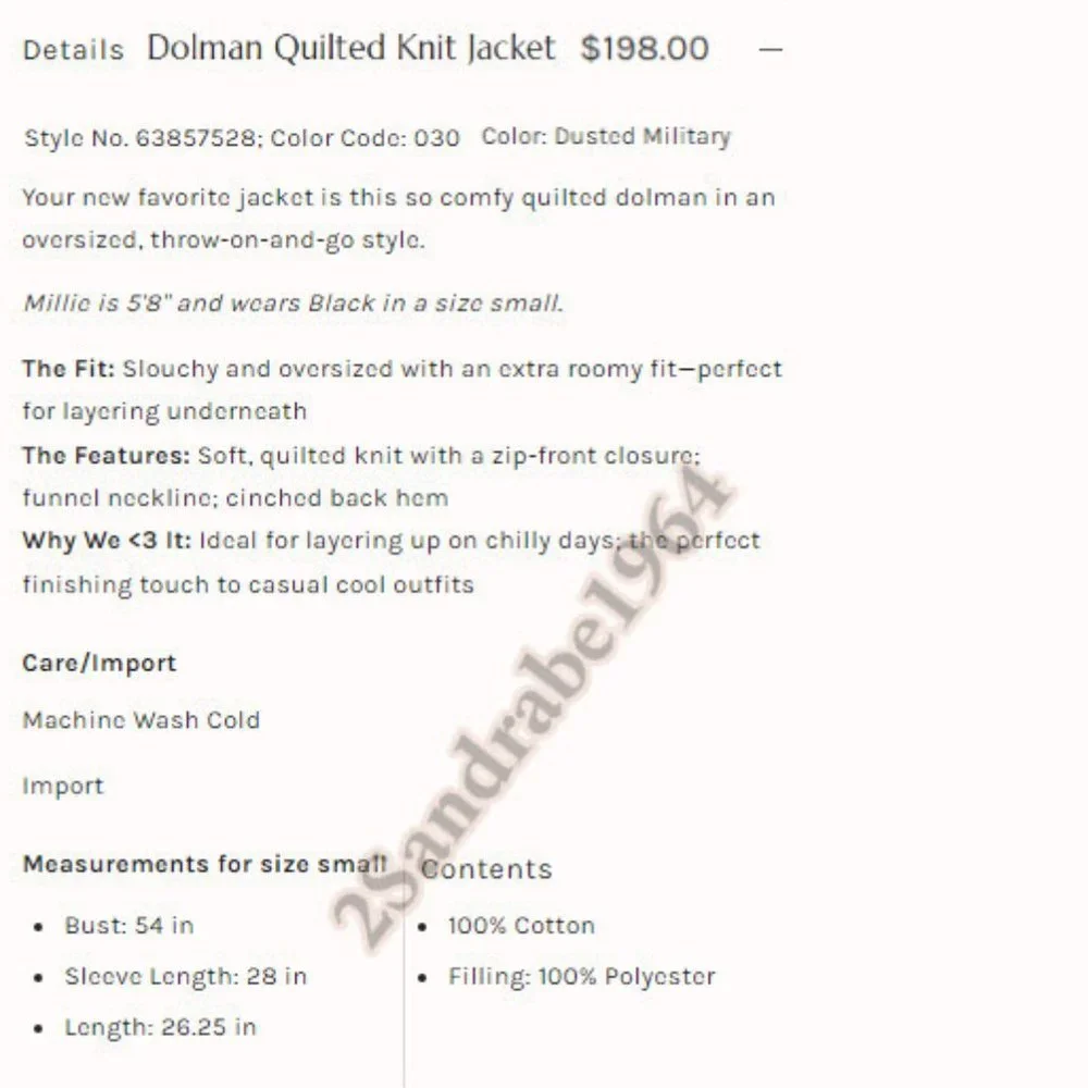 NWT - Free People Dolman Quilted Knit Jacket - Size: M, Color: Dusted Military - Picture 16 of 16
